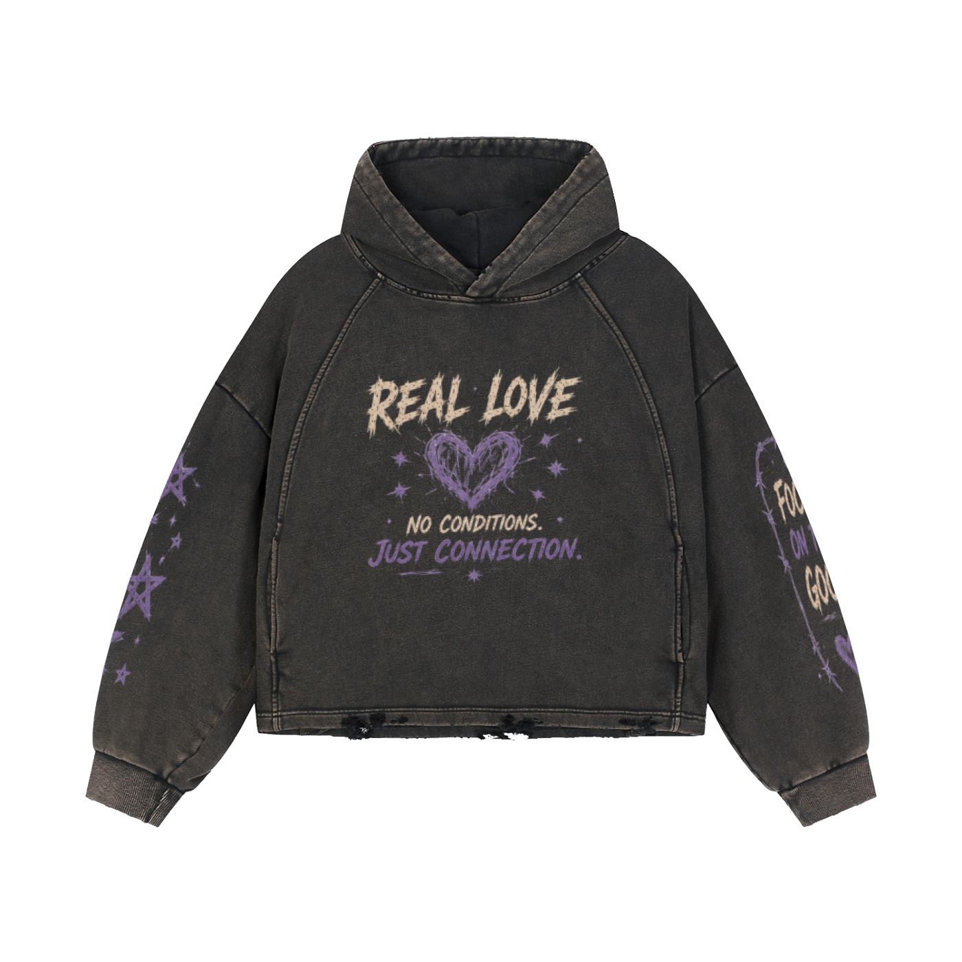 Zephyr's Real Love Washed Frayed-Hem Hoodie