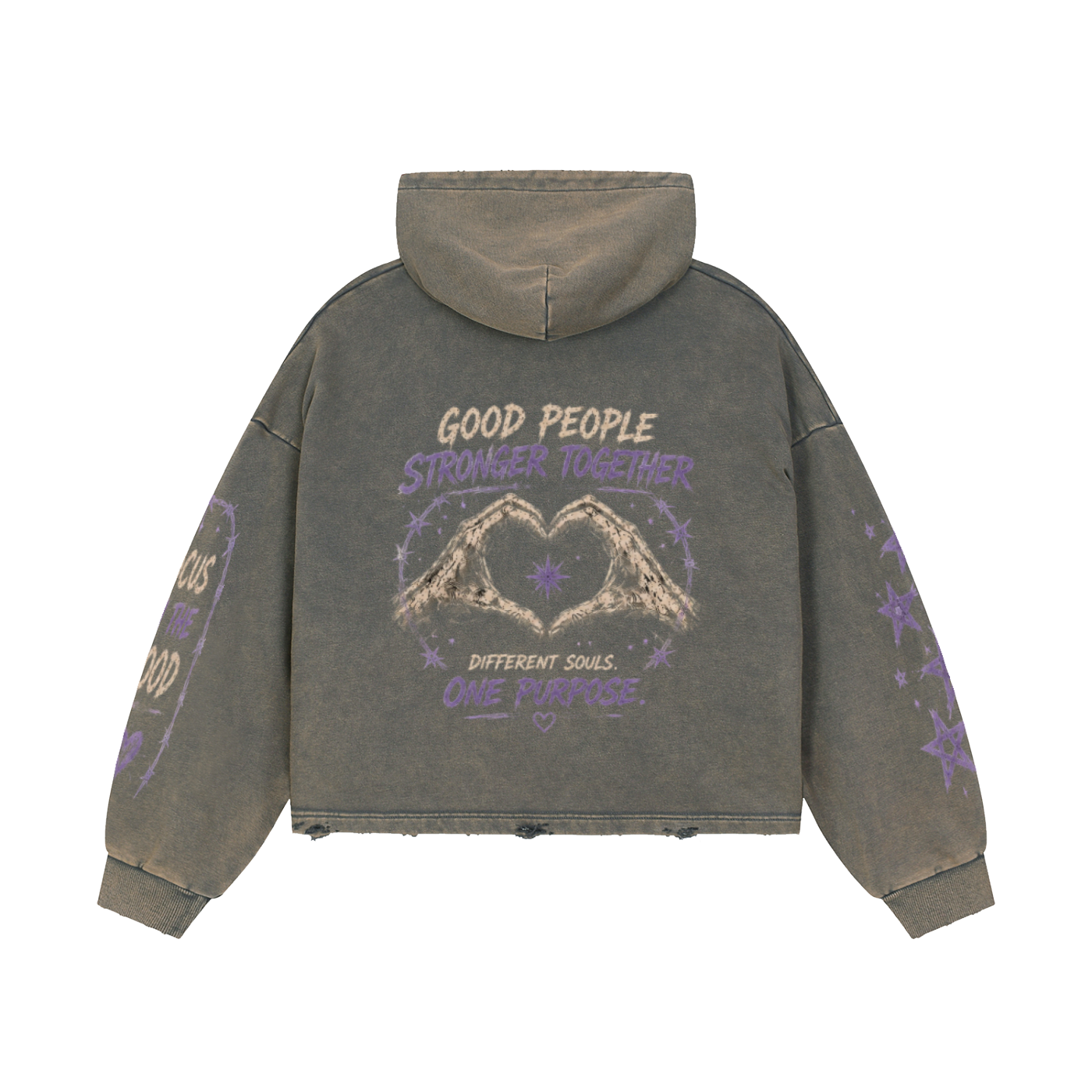Zephyr's Real Love Washed Frayed-Hem Hoodie