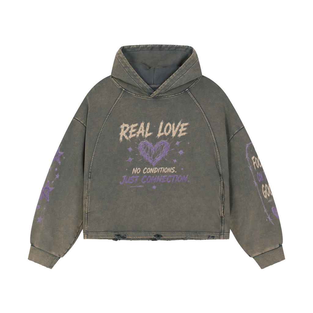 Zephyr's Real Love Washed Frayed-Hem Hoodie