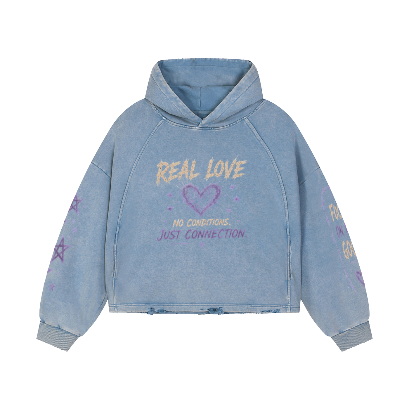Zephyr's Real Love Washed Frayed-Hem Hoodie