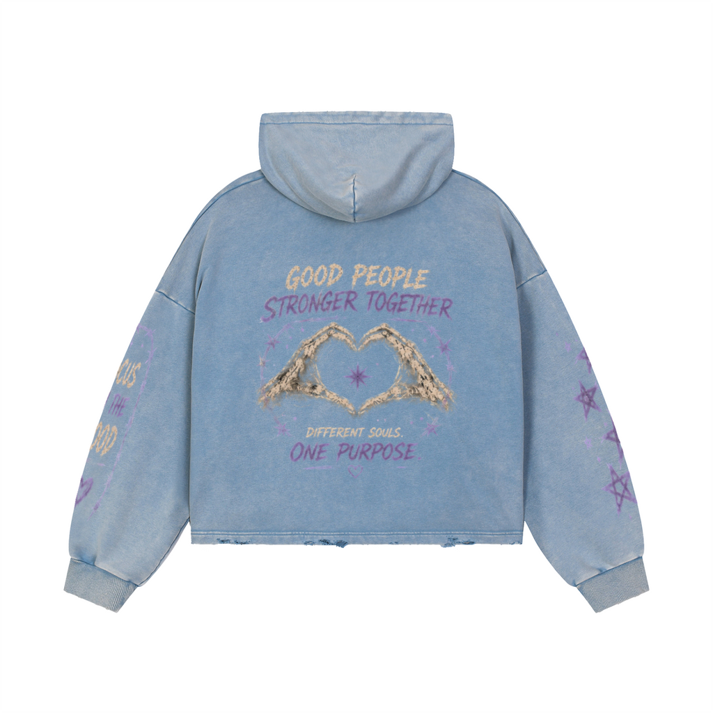 Zephyr's Real Love Washed Frayed-Hem Hoodie