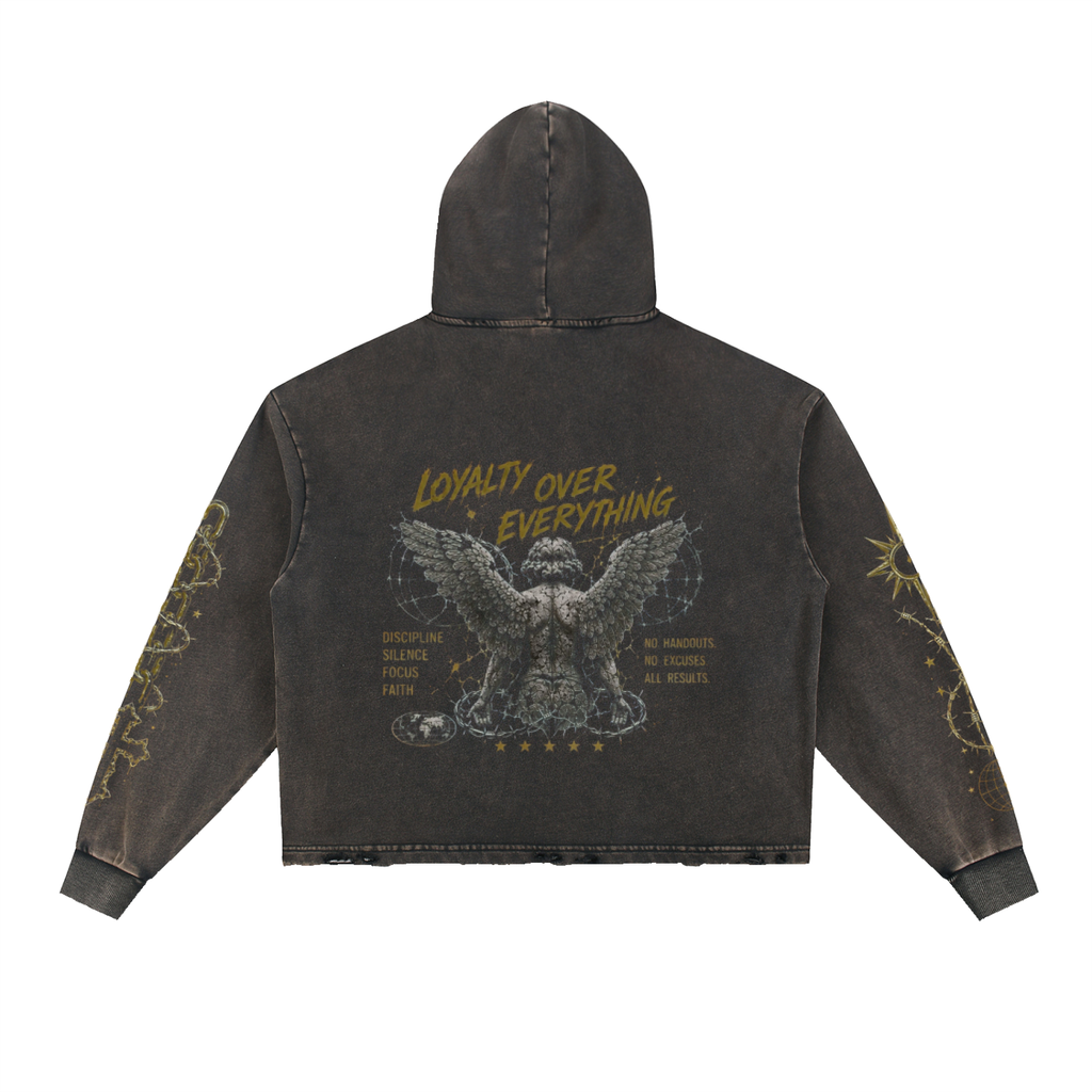 Zephryrs Loyalty Washed Frayed-Hem Hoodie