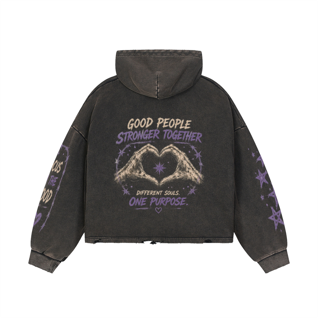 Zephyr's Real Love Washed Frayed-Hem Hoodie