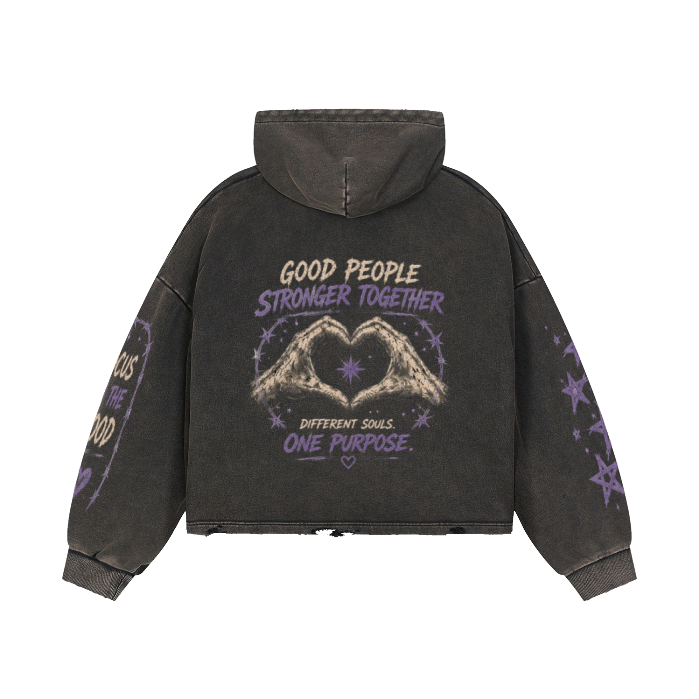 Zephyr's Real Love Washed Frayed-Hem Hoodie